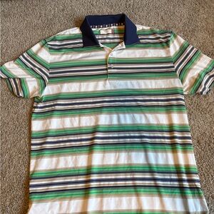 Striped Polo Shirt with Green and Blue Accents